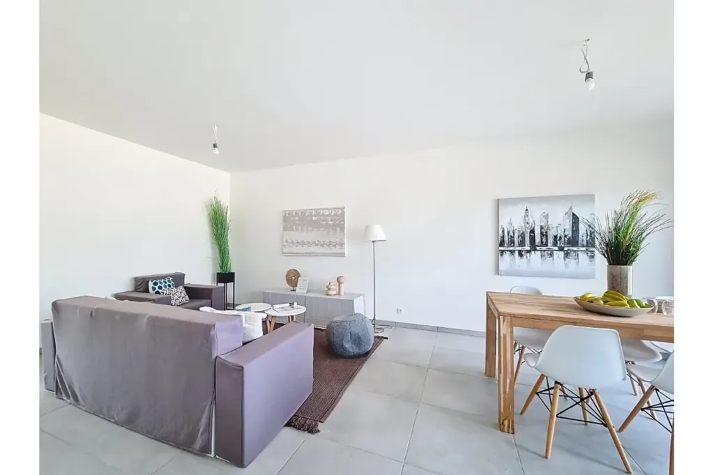 Séjour - Maison Neuve avec Terrasse et Vue sur les Collines à Renaix