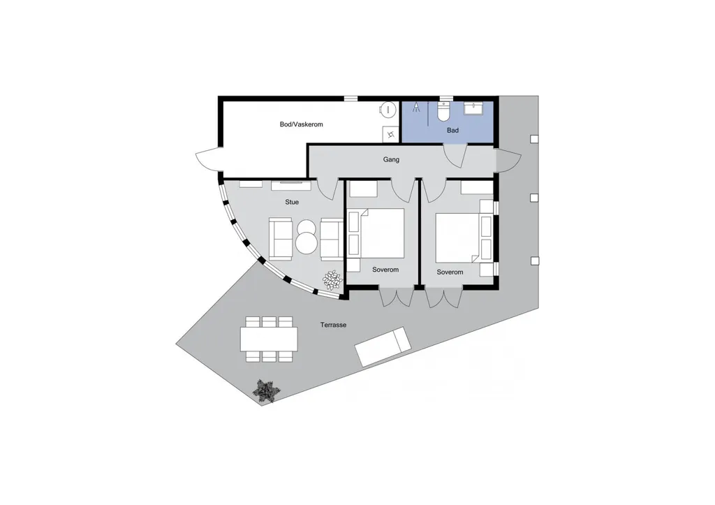 Plan - Two-Property Retreat with Sea View in Vikedal