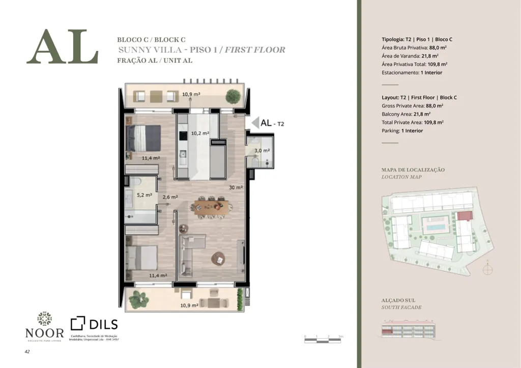 Plan - T2 Apartment with Balcony in Tavira