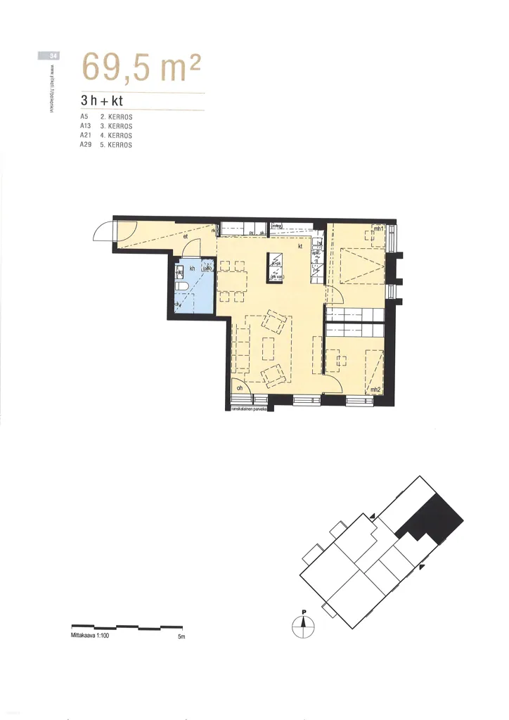 Plan - Corner Apartment with Balcony in Vantaa