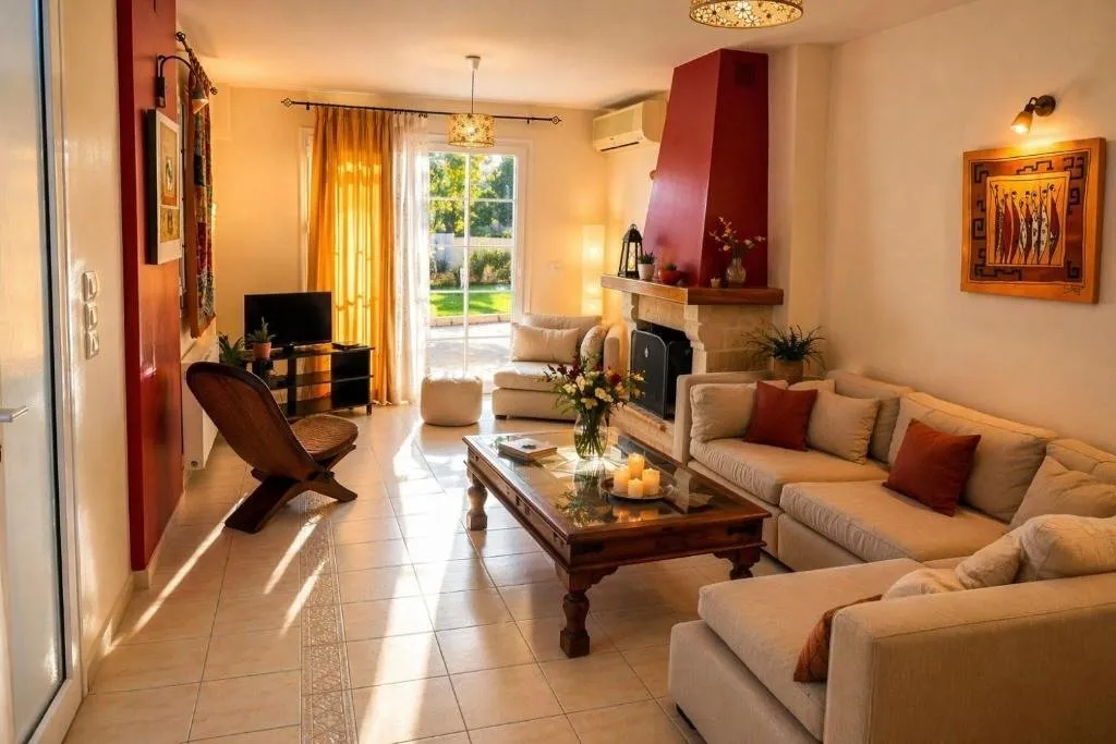 Living Room - Luxury Villa with Panoramic Views in Argostoli