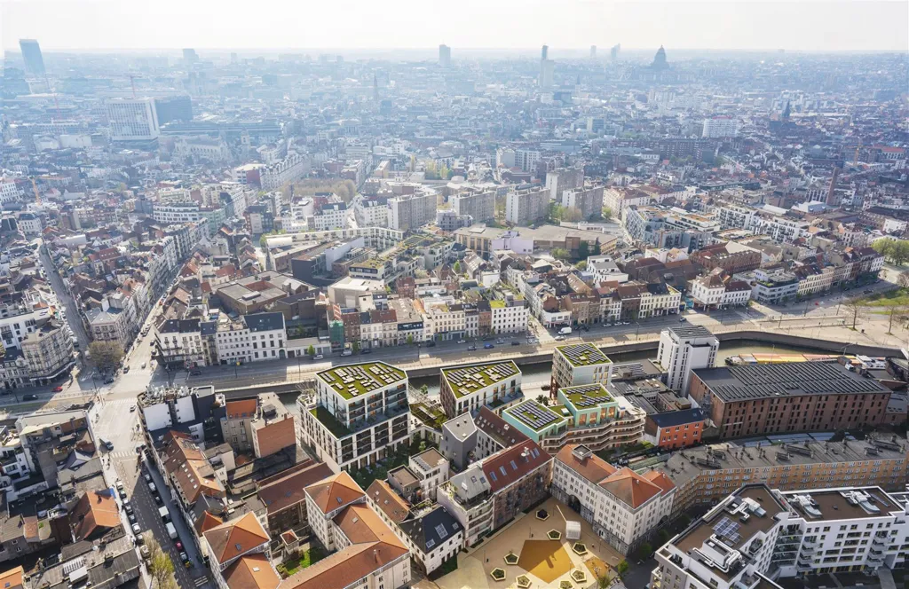 Vue aérienne - Studio Duplex avec Cour Intérieure à Molenbeek-Saint-Jean