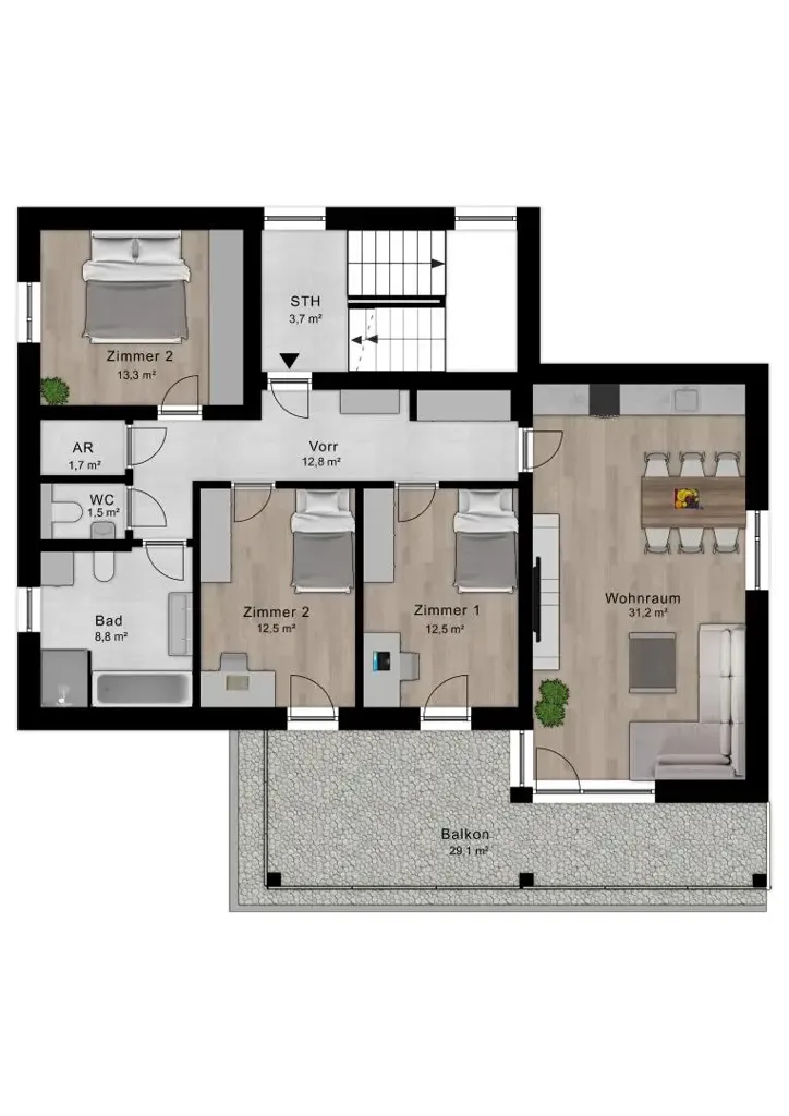 Planimetria - New Build Flat with Large Balcony in Graz