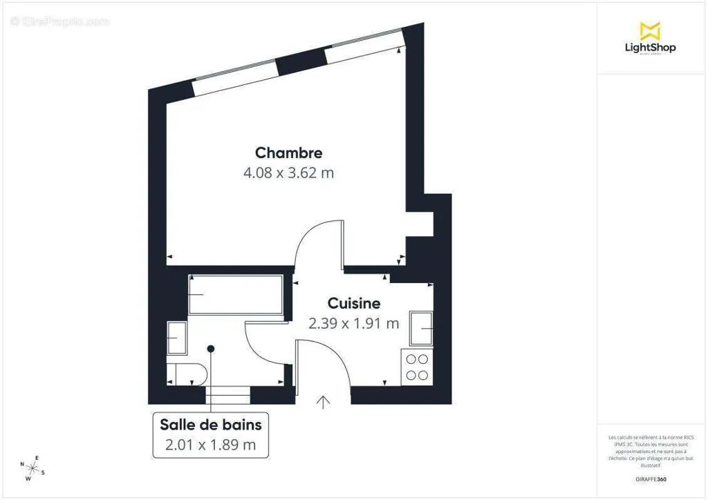 Floor Plan - 1-room apartment in Bordeaux