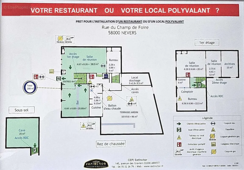 Plan - Bar restaurant en centre-ville avec jardin