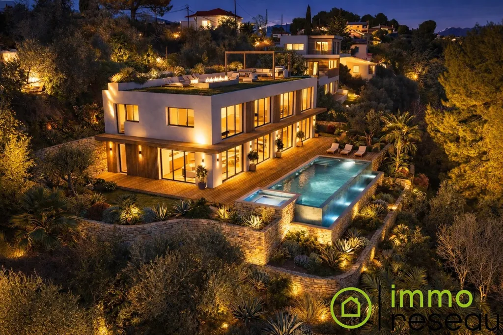 Vue aérienne - Villa en Construction avec Vue Mer à Colomars