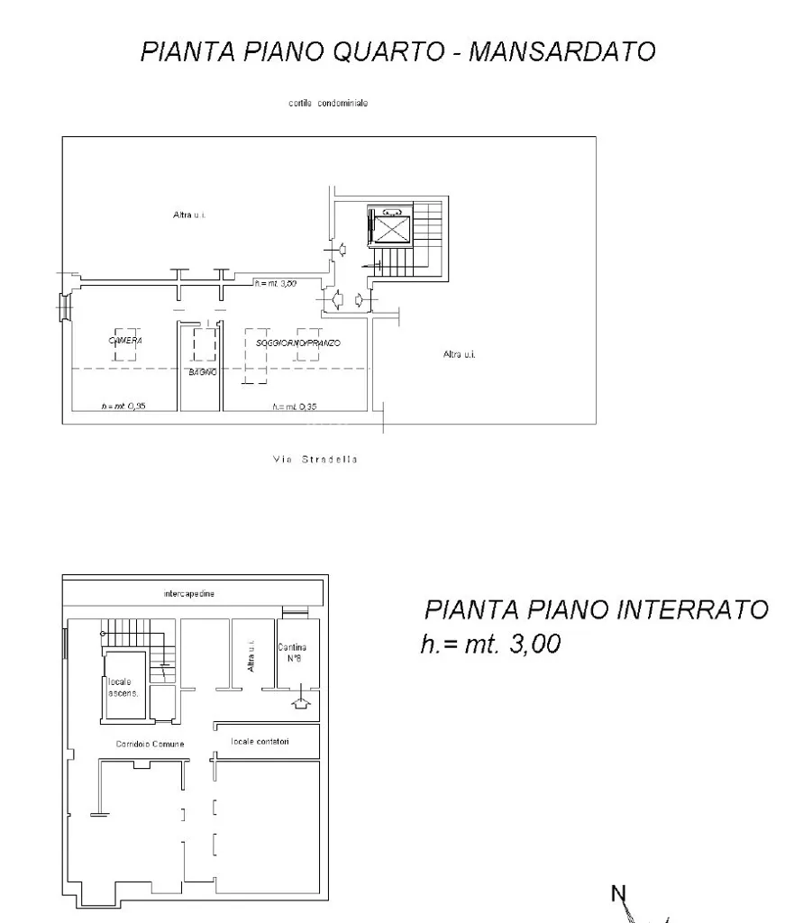 Planimetria - Rear-Facing Mansard Flat with Balcony in Turin