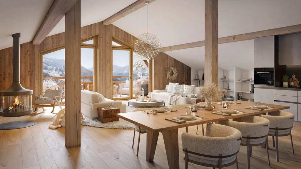 Salle à manger - Appartement Luxe avec Balcon à Montriond