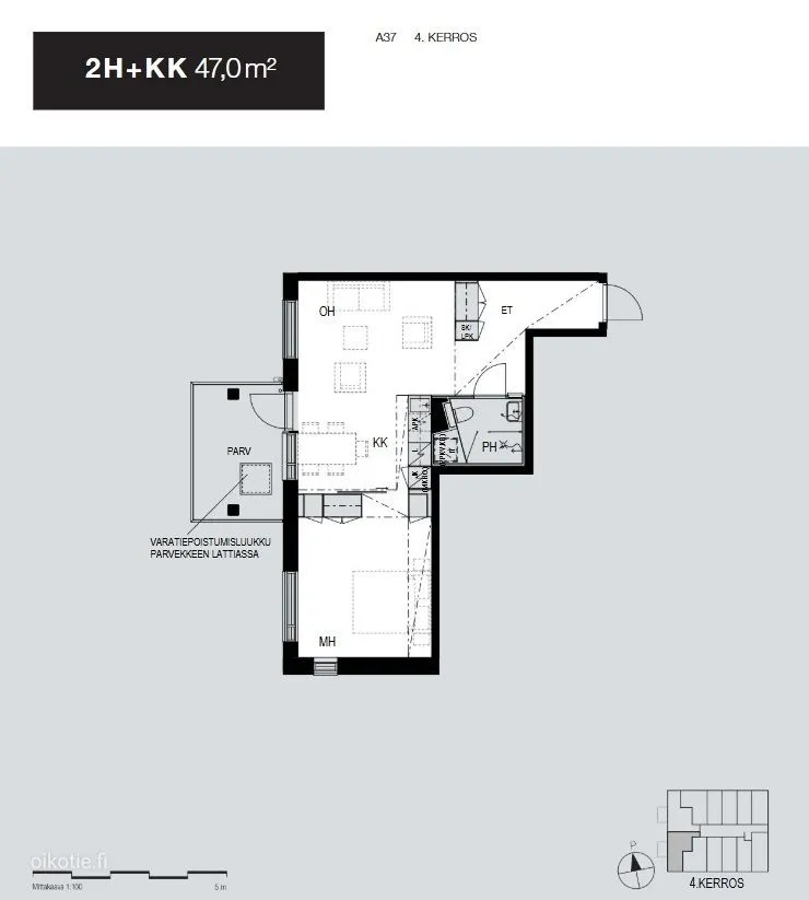 Planimetria - Modern Flat with Balcony in Hervanta, Tampere