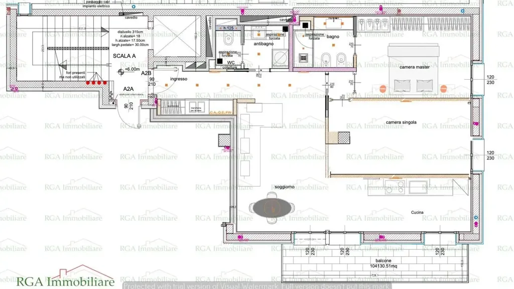 Planimetria - Modern Apartment with Terrace in Bergamo