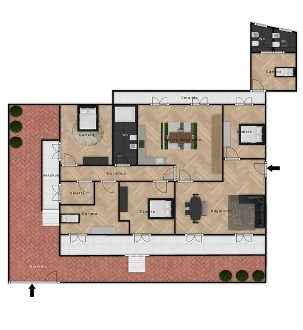 Plan - Spacious Apartment with Private Garden in Palermo