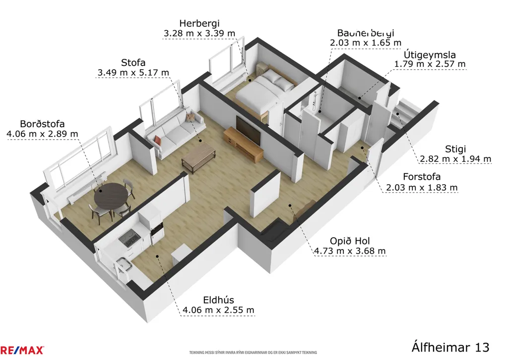 3-toaline korter asukohas Reykjavík