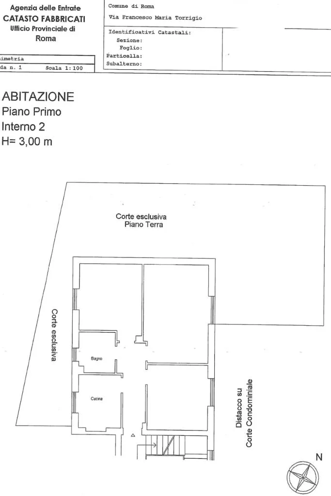 Plan - 3-Room Apartment with Private Courtyard in Rome