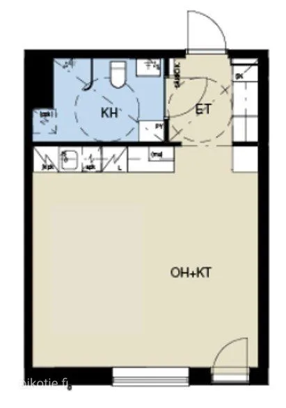 Plan - Studio Flat with French Balcony in Lappeenranta Centre