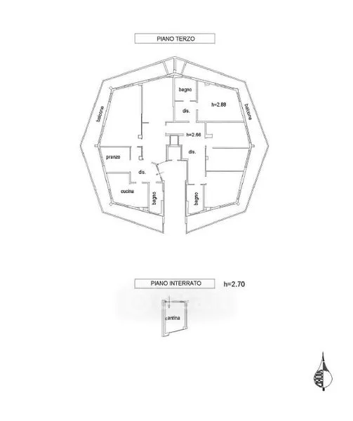 Planimetria - Octagonal Apartment with Panoramic View in Varese