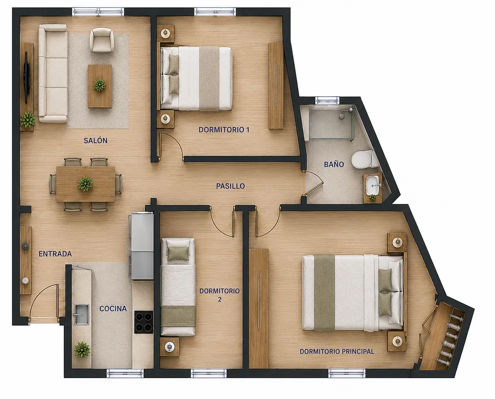 Plaan - Fully Furnished Apartment with Central Location in Santander