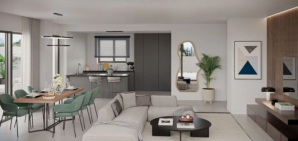 Living Room - New Flat with Pool in Lomas Marbella