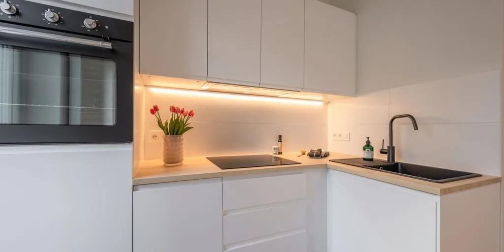 Cuisine - Appartement rénové avec terrasse à Wenduine
