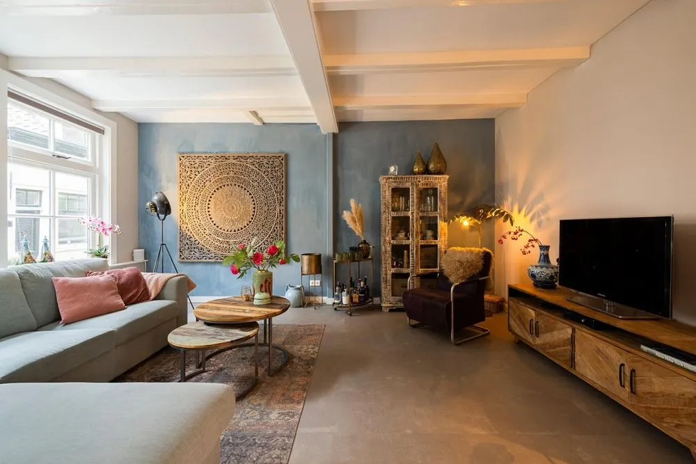 Living Room - Restored House with Courtyard in Haarlem's Historic District