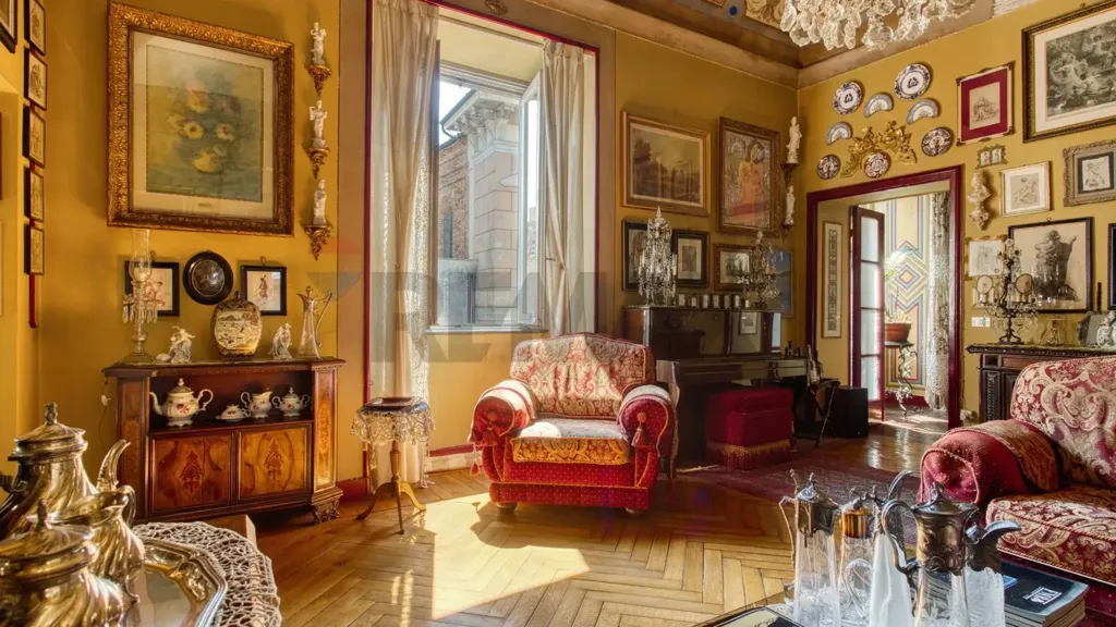Séjour - Historic Apartment with Double Balcony in Novara