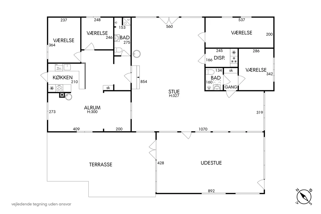 Plan - Bjælkehus with Large Terrace in Hornbæk