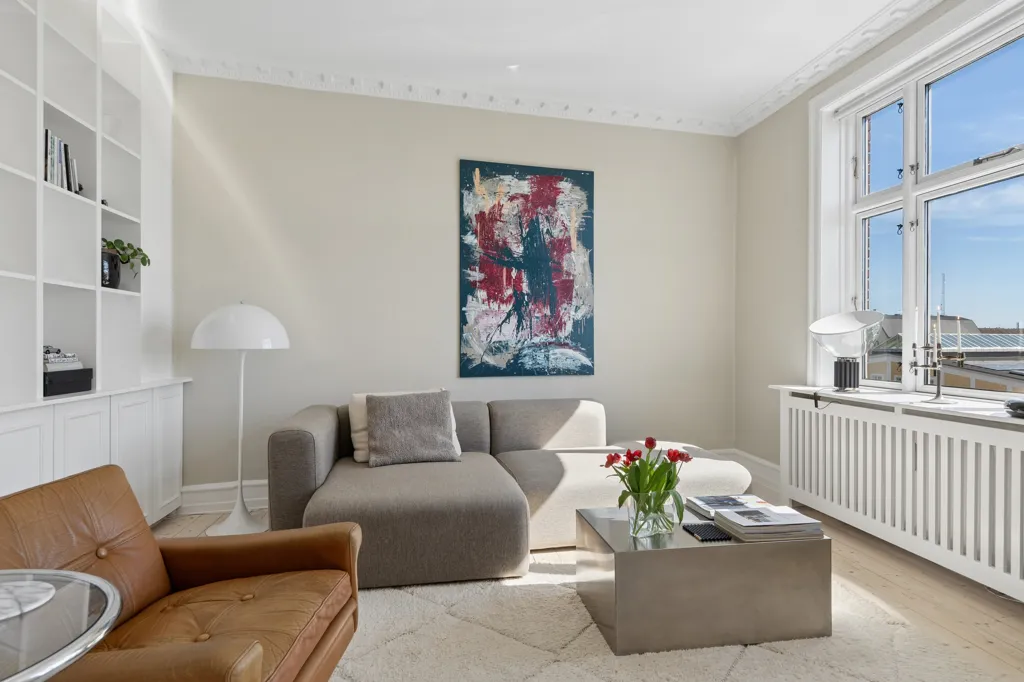 Living Room - Charming Flat with City View in Valby