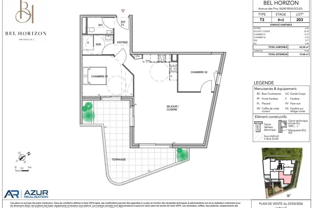Appartement 3 Pièces avec Terrasse à Beausoleil