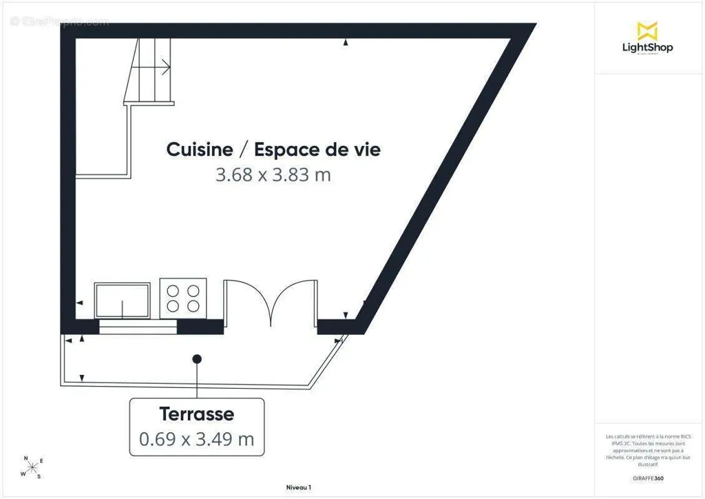 Planimetria - Duplex with Balcony in Montparnasse, Paris