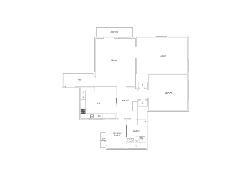 Plan - Charming Corner Apartment with Four-Directional Views in Kristianstad