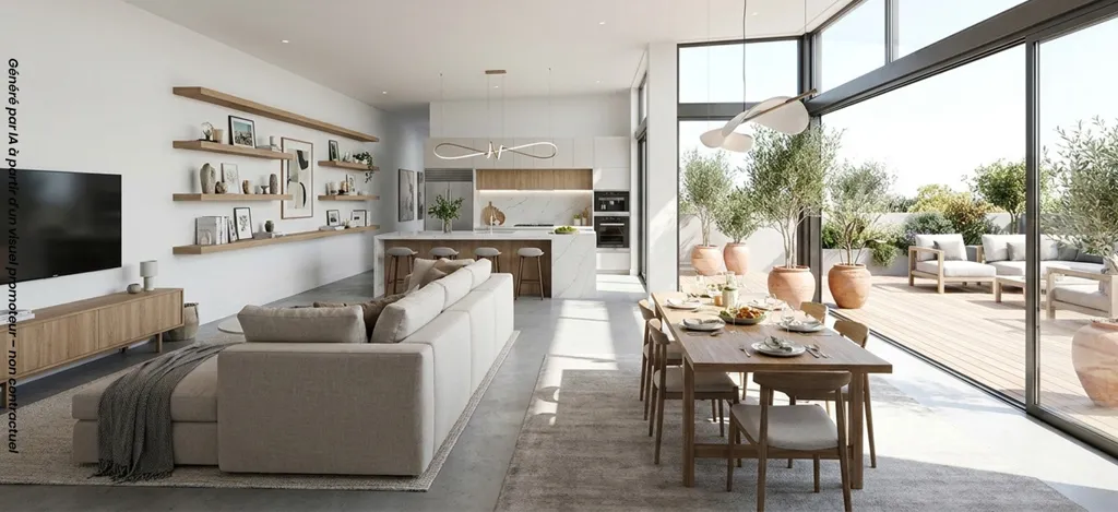 Living Room - Modern Apartments with Balconies in La Tronche