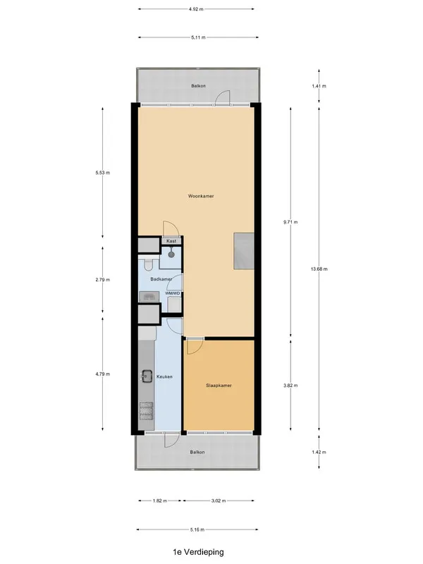 Plan - Maisonnette with Three Balconies in Alphen aan den Rijn