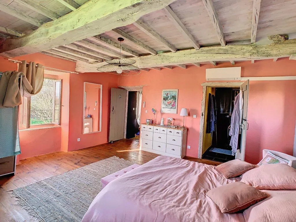 Bedrooms - Rustic Stone House with Pyrenees View in Gers