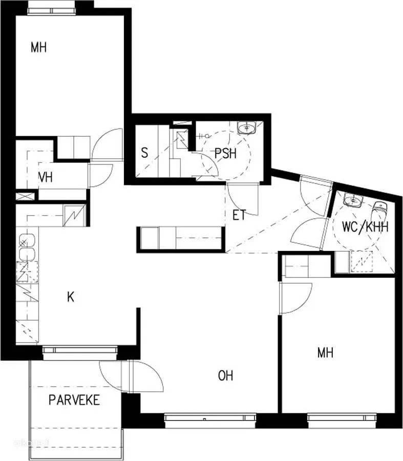 Plaan - Bright Apartment with Balcony in Lahti Centre