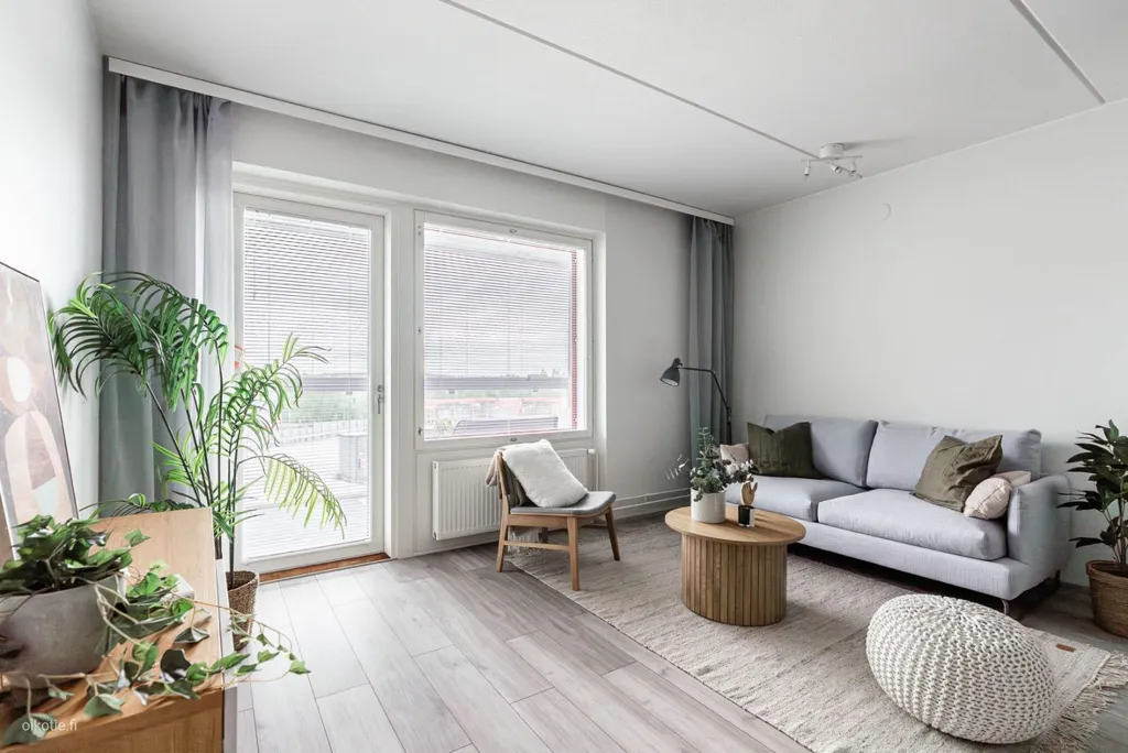 Living Room - Modern Flat with Balcony in Keimola, Vantaa