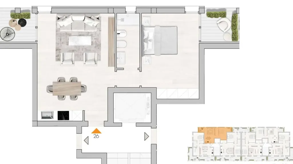 Plaan - Apartment with Balconies in New Complex, Florence