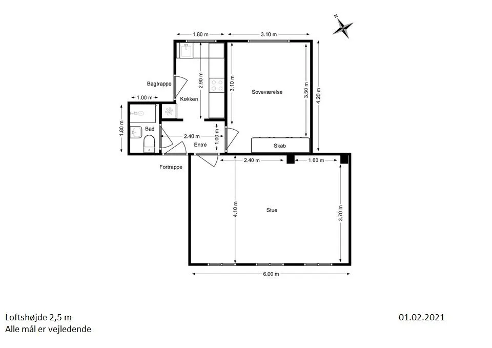 Planimetria - 2-Bedroom Apartment with Parking in Aalborg
