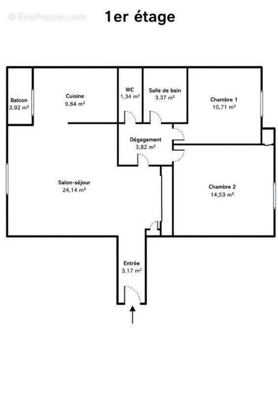 Plan - Appartement avec Balcon et Garage à ANSE