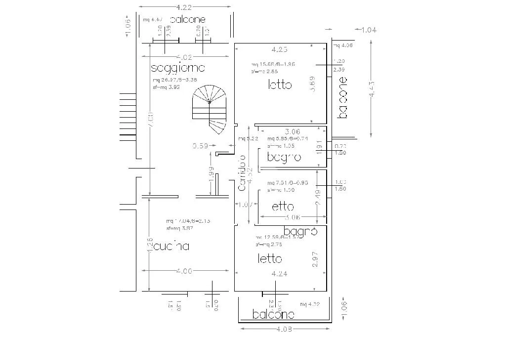 Plan - Two-Level Attico with Terraces in Vignola