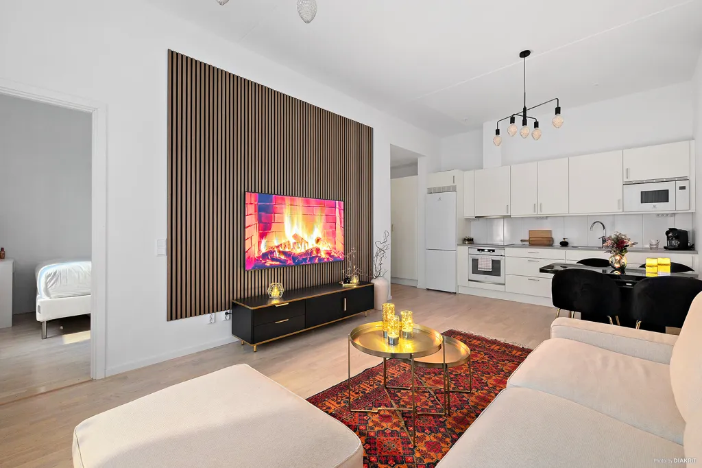 Living Room - 2-Bedroom Apartment with Balcony in Bromstensstaden