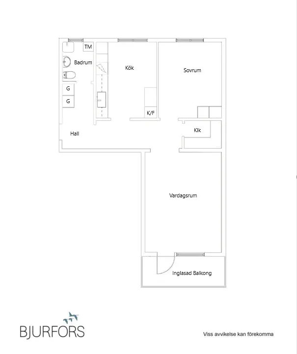 Planimetria - Apartment with South-Facing Balcony in Söder