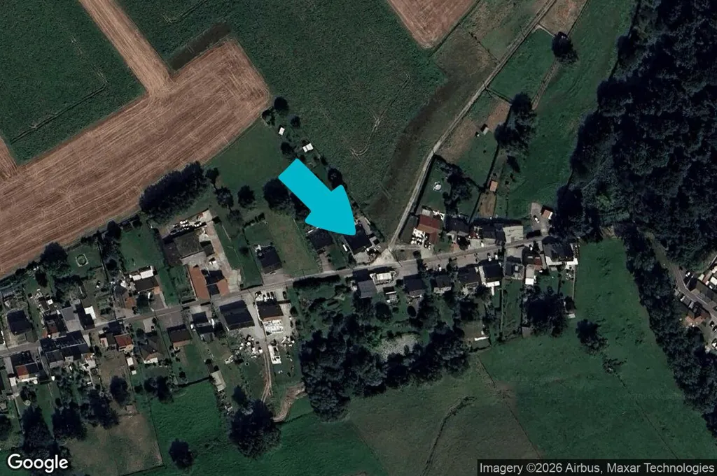 Aerial - House with Photovoltaic Panels in Courcelles