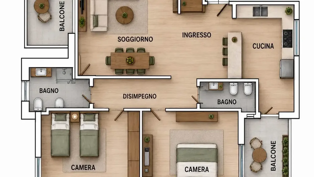 Plan - Ground Floor Apartment with Balcony in Florence