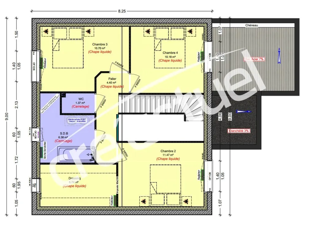Plan - Maison Contemporaine Neuve à Langan