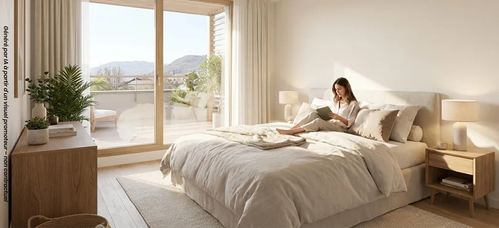 Bedrooms - Modern Apartments with Balconies in La Tronche