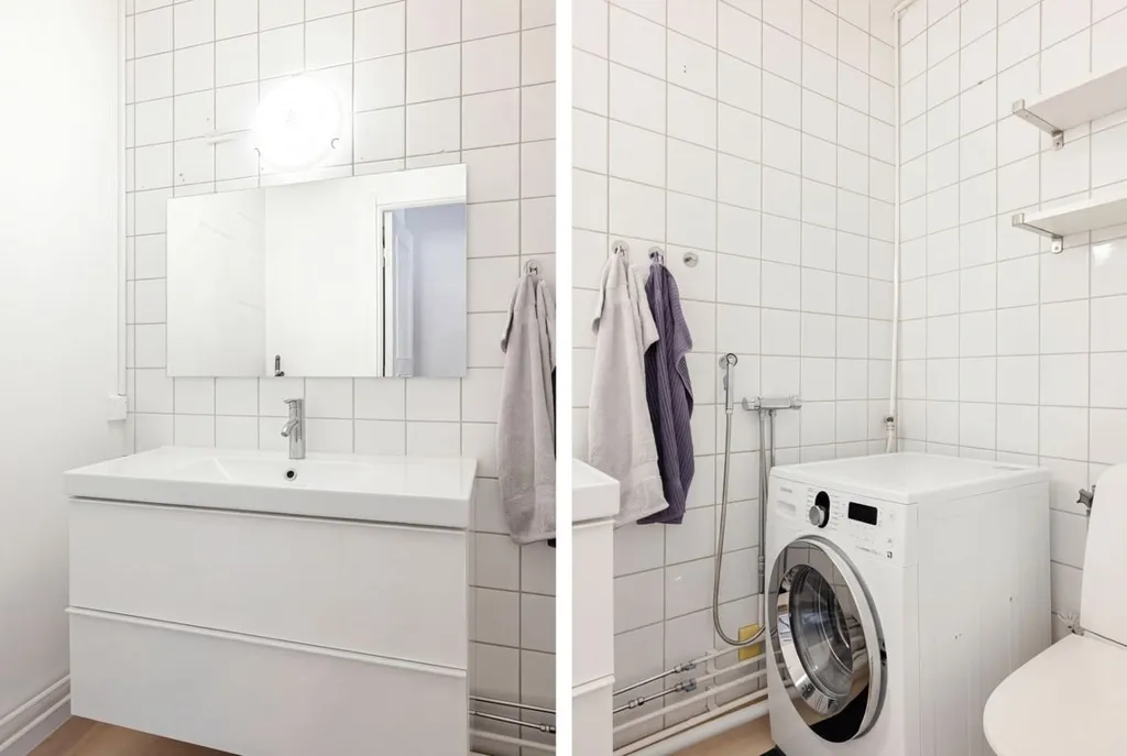 Salles de bain - Two-Storey Apartment with Balcony in Bjuv