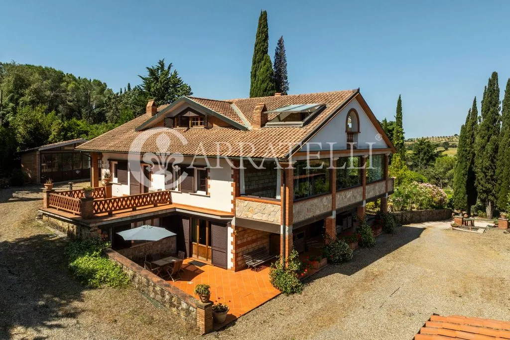 Vue aérienne - Luxury Villa with Panoramic Pool near Massa Marittima