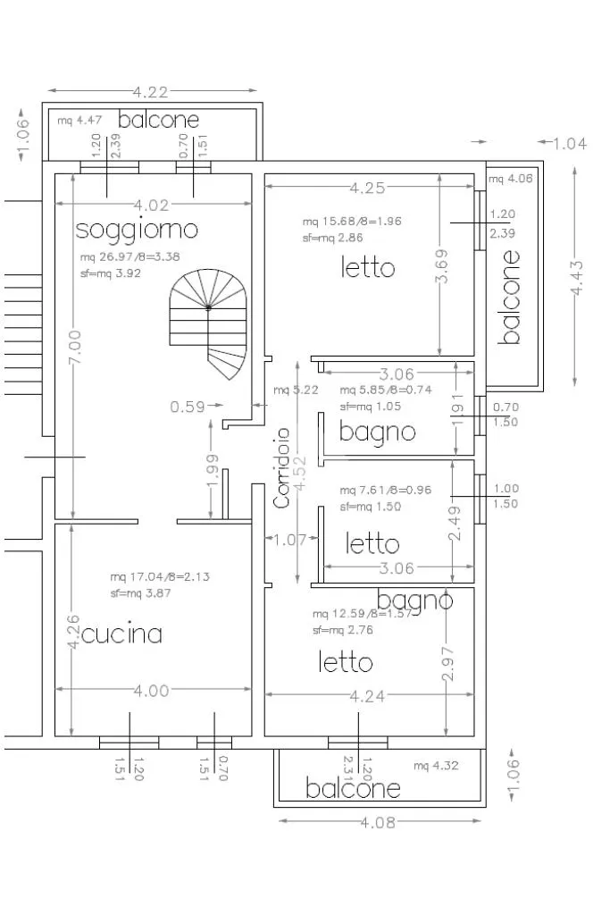 Plan - Two-Level Attico with Terraces in Vignola