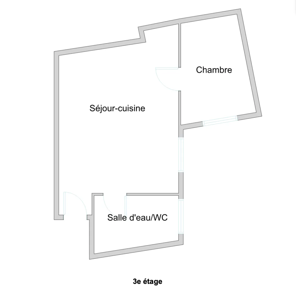 Plan - Appartement 2 Pièces avec Cour Pavée à Paris 10ème