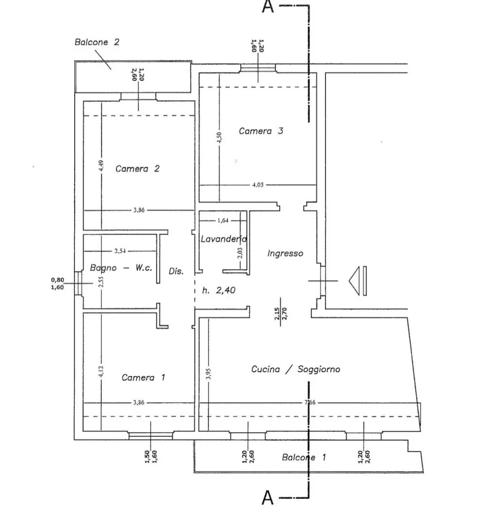 Plan - Luxury Flat with Balcony in San Frediano, Florence