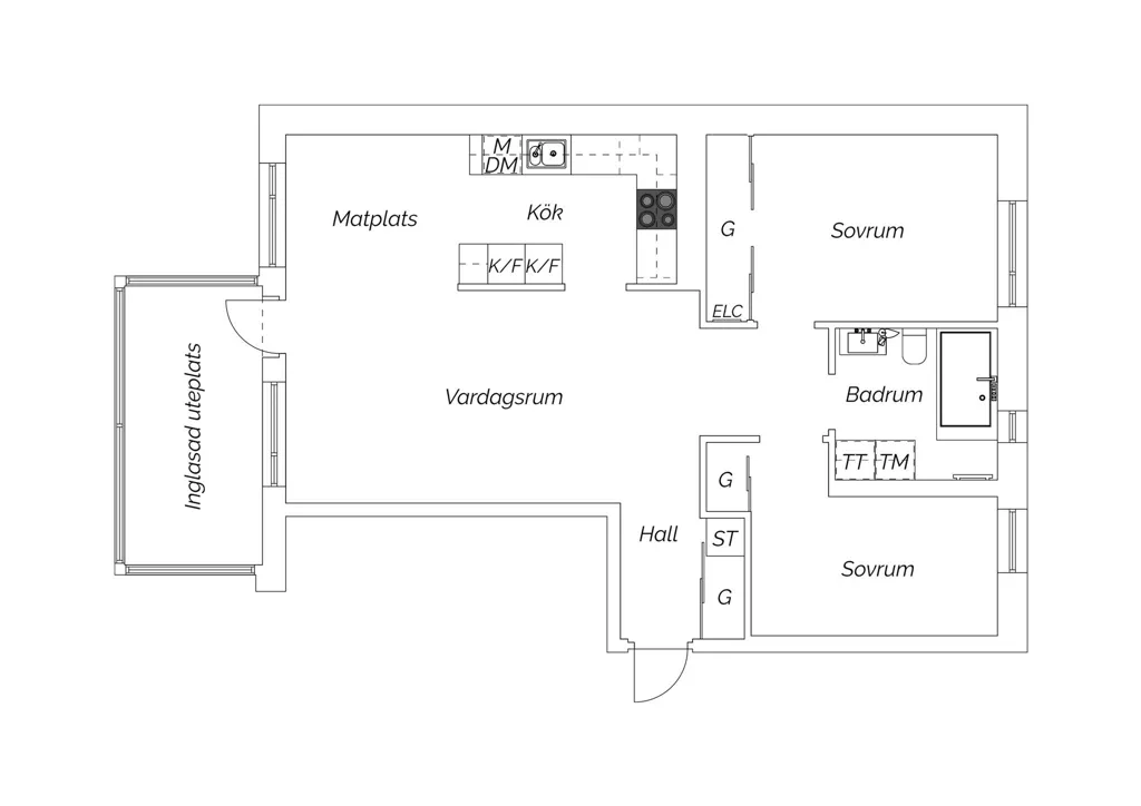 Floor Plan - Seafront Apartment with Glazed Terrace in Limhamn